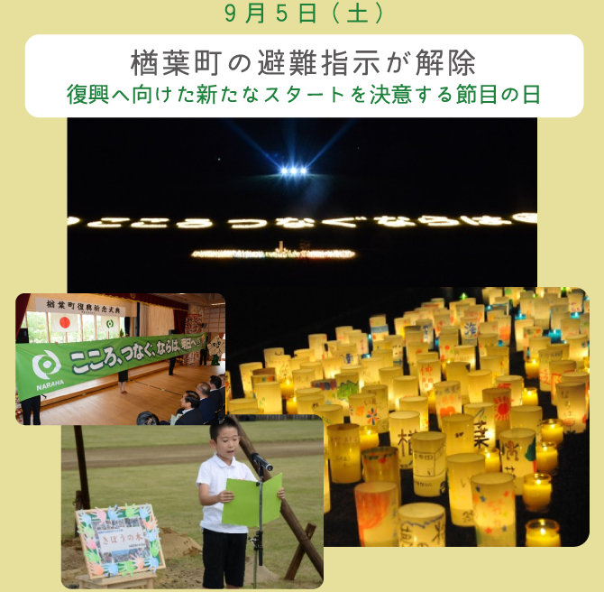 9月5日(土)楢葉町の避難指示が解除 復興へ向けた新たなスタートを決意する節目の日